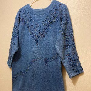 Vintage Funky 90's Blue Colorful Squiggle Line Sweater Size Women's L/XL
